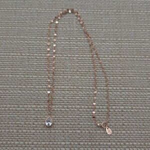 16 Inch Rose Gold Over Sterling Silver Pear Glass Gem Necklace A1631